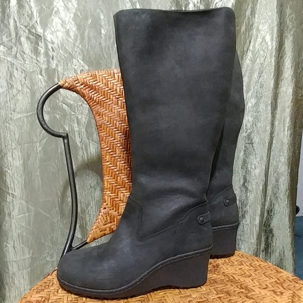 Keen Akita Black High Wedge Leather Boots 8
